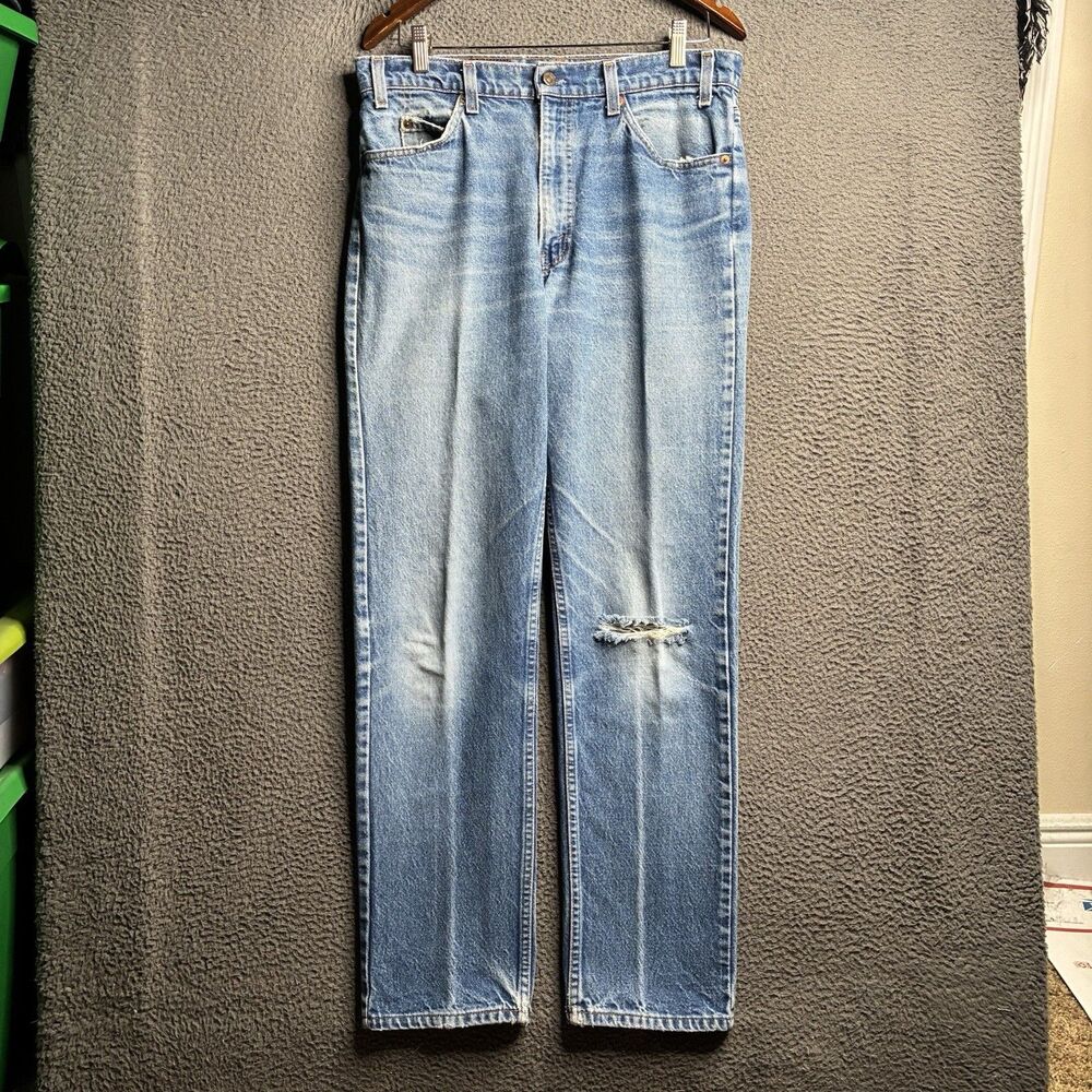 Vintage 80s Levi’s 505 Orange Tab USA Made 20505-0217 Jeans 33x32 Distress Fade